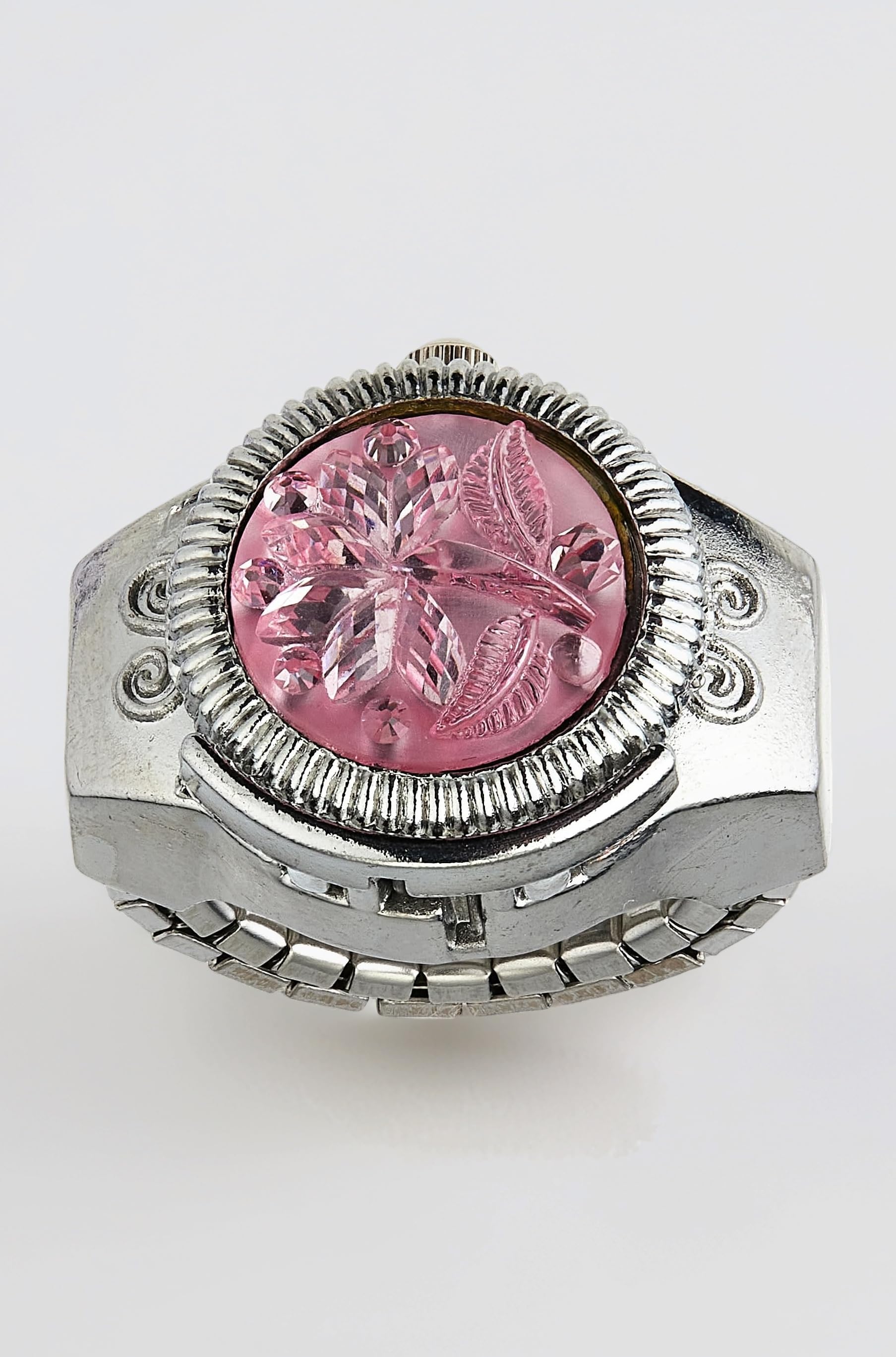 Analog Watch Dial Stretchable Adjustable Finger Rings for Women