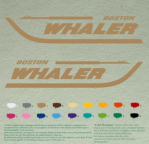 Miniatura 6 de Par de calcomanías Boston Whaler para barcos, calcomanías de vinilo, motor de barco, lote de 2, Blanco 010