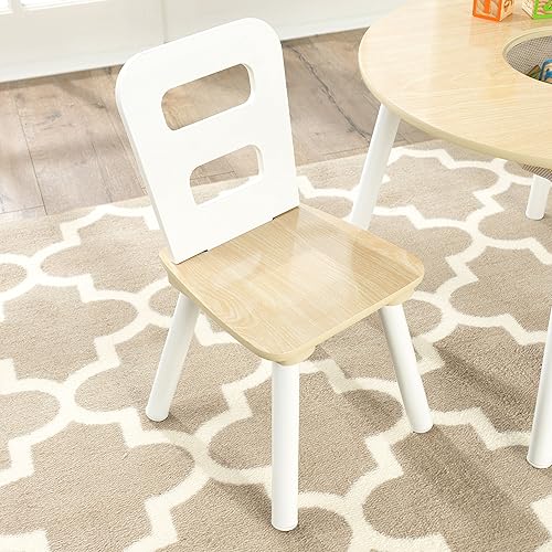 Miniatura 5 de KidKraft Conjunto de mesa de almacenamiento redondo y 2 sillas - Natural y blanco 235 x 235 x 173