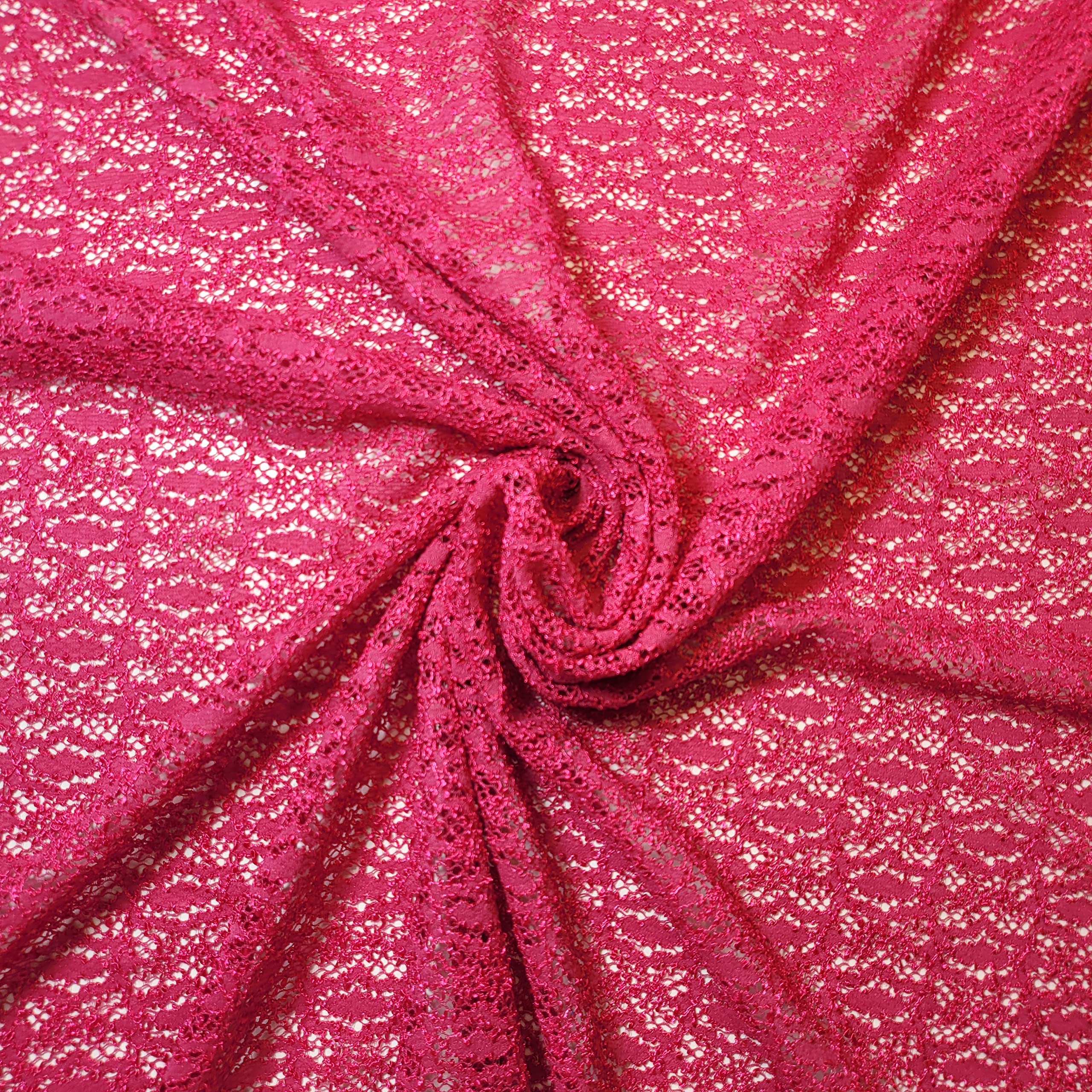 African Vintage Embroidery Bridal Nigerian French Embroidery Corded Budget Guipure Lace Mesh Net Fabric 54" Corded Budget Guipure Lace Mesh Net Fabric 54" (1 Meter, Hot Pink Corded Floral) โ image 1