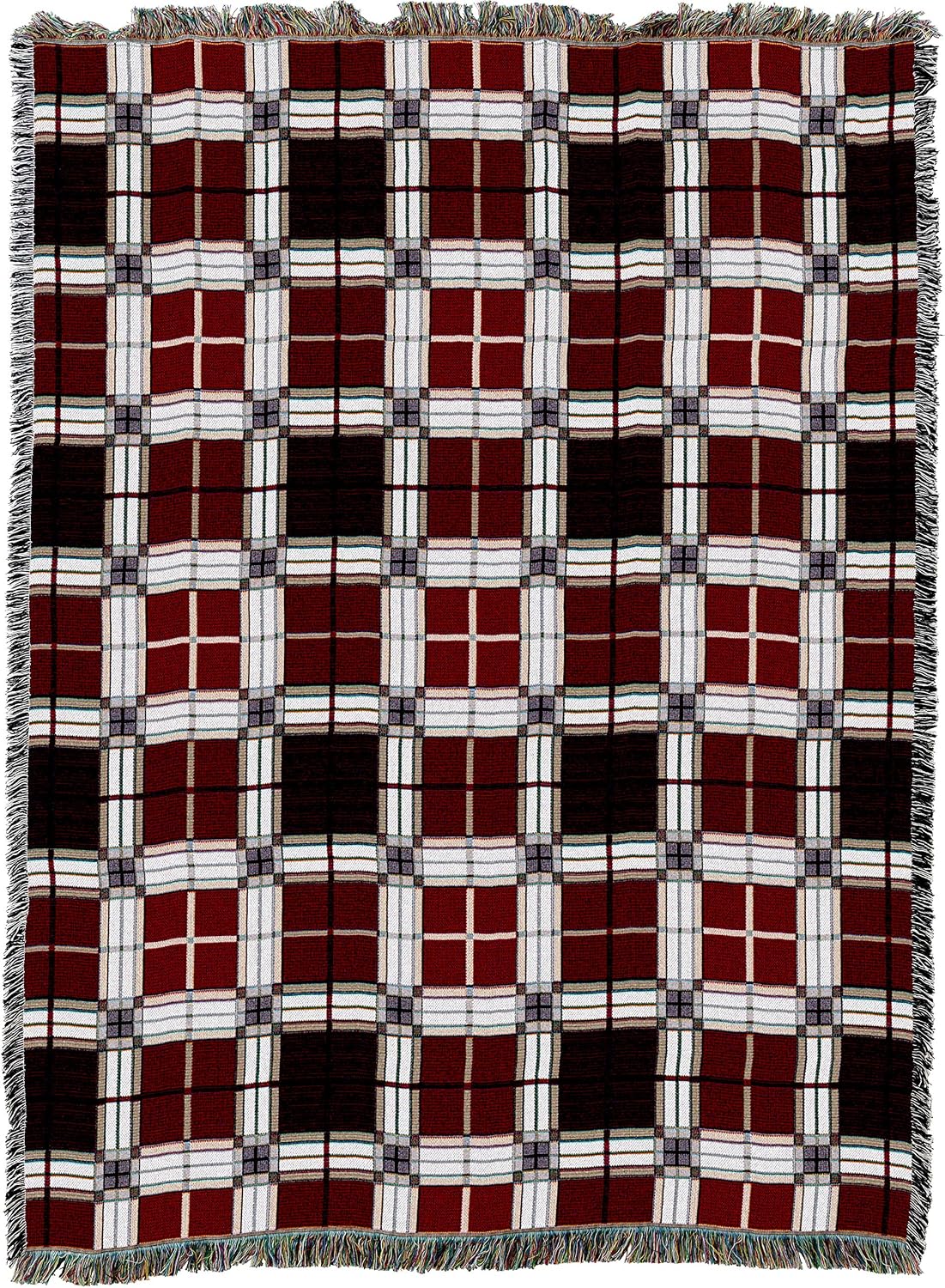 Pure Country Weavers Plaid Blanket Brickcraft - Patterns Gift Tapestry Throw Woven from Cotton - Made in The USA (72x54)