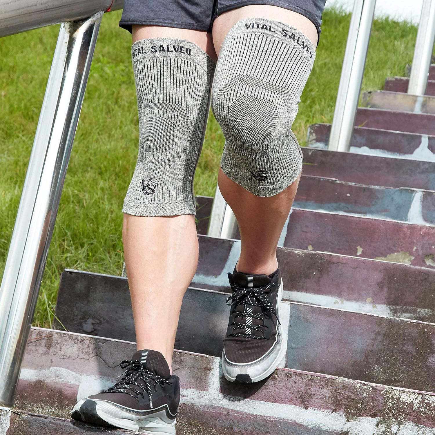 Best Deal Product Vital Salveo Knee Compression Sleeve Swelling Recovery Knee Brace S-Support Pain Relief for Men Women Unisex Running Gym Workout Sports Light Grey (1PC) XXXL Best Promo Vital Salveo Knee Compression Sleeve Swelling Recovery Knee Brace S-Support Pain Relief for Men Women Unisex Running Gym Workout Sports Light Grey (1PC) XXXL