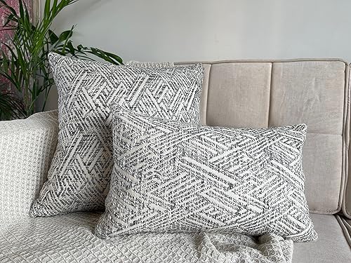 Miniatura 3 de KEMA Juego de 2 fundas de almohada decorativas de jacquard, funda de cojín cuadrada para sofá, cama, dormitorio, sala de estar con cierre de