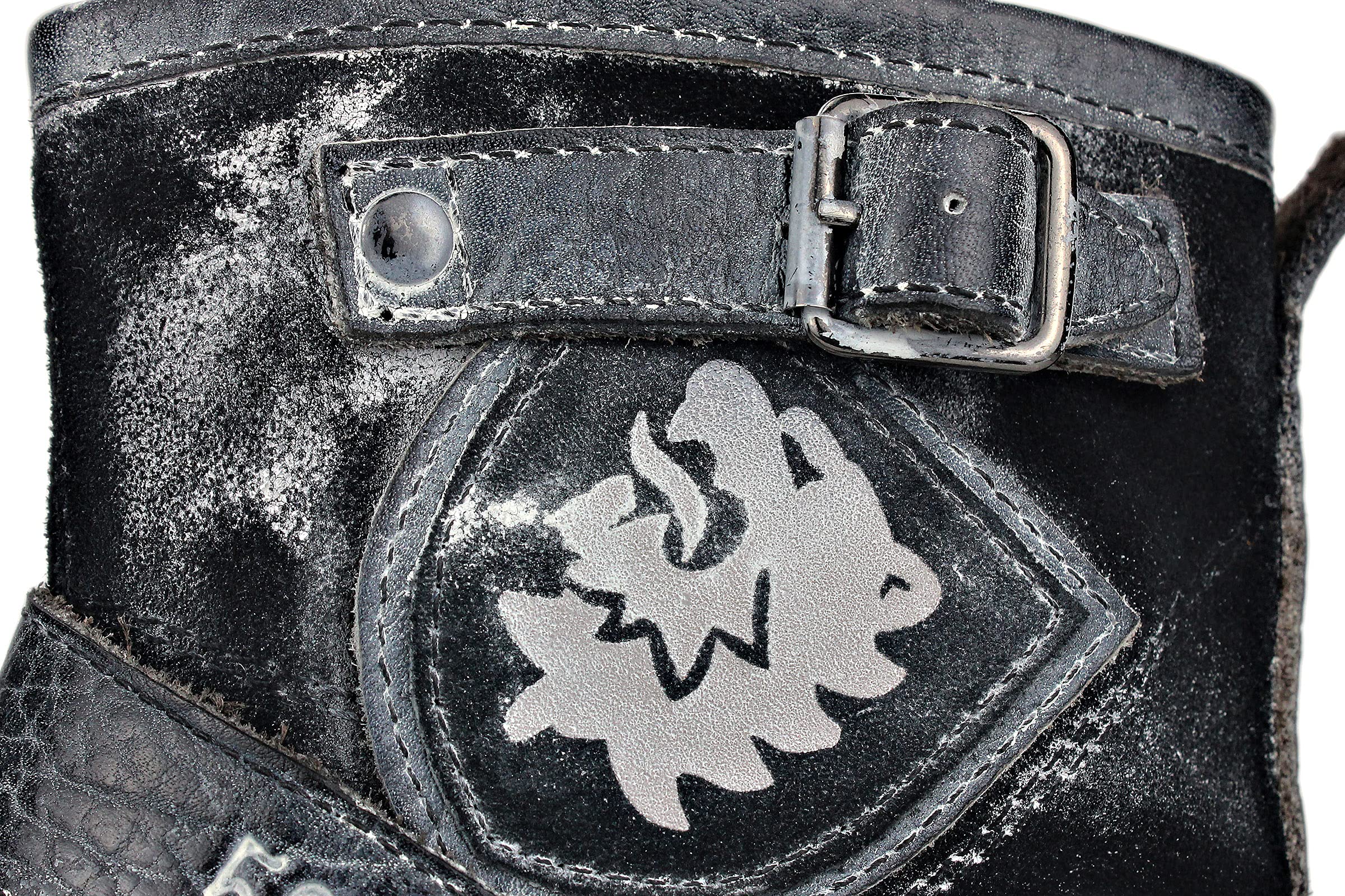 OSSTONE Herren Stiefel aus Rindsleder Lederstiefel mit Gummisohle Biker Boots mit Reißverschluss Männer Stiefeletten OS-5008-1-AI