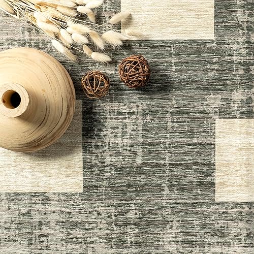 Miniatura 10 de nuLOOM Taja - Alfombra geométrica de transición lavable a máquina, 4 x 6, gris