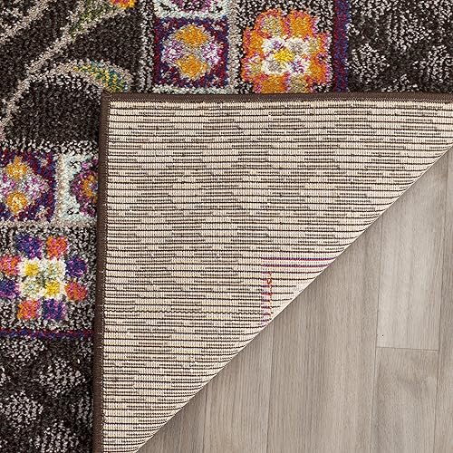Miniatura 5 de SAFAVIEH Colección Monaco - Alfombra para pasillo, 2.2 x 6 pies, color marrón y multicolor, diseño tribal rústico bohemio, no desprende pelusa y de