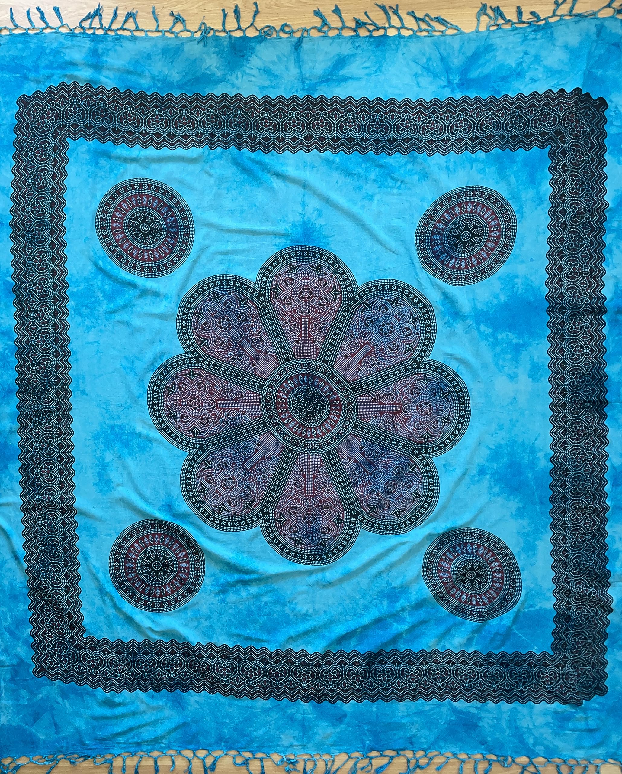 AleliHop Tapiz Mandala de Tela Multiusos XXL - Pareo/Esterilla/Toalla de Playa Grande Antiarena - manta de picnic para playa - Alfombra ligera de Yoga - tie dye - Decoracion Pared - 210x240cm