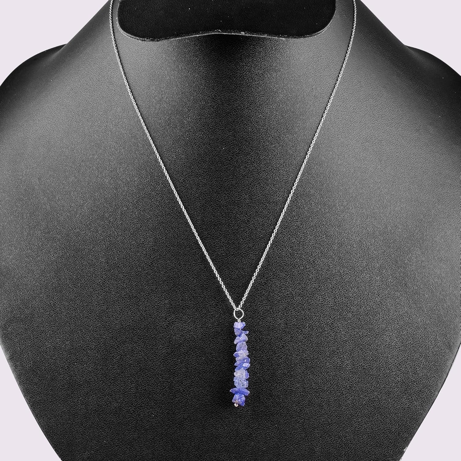 Natural Raw Blue Sapphire Stone Rough Crystal Gemstone Dainty Women Pendant Necklace, Chakra Healing Crystals, Birthstone, Gift, Chain 18 inch - Image 6