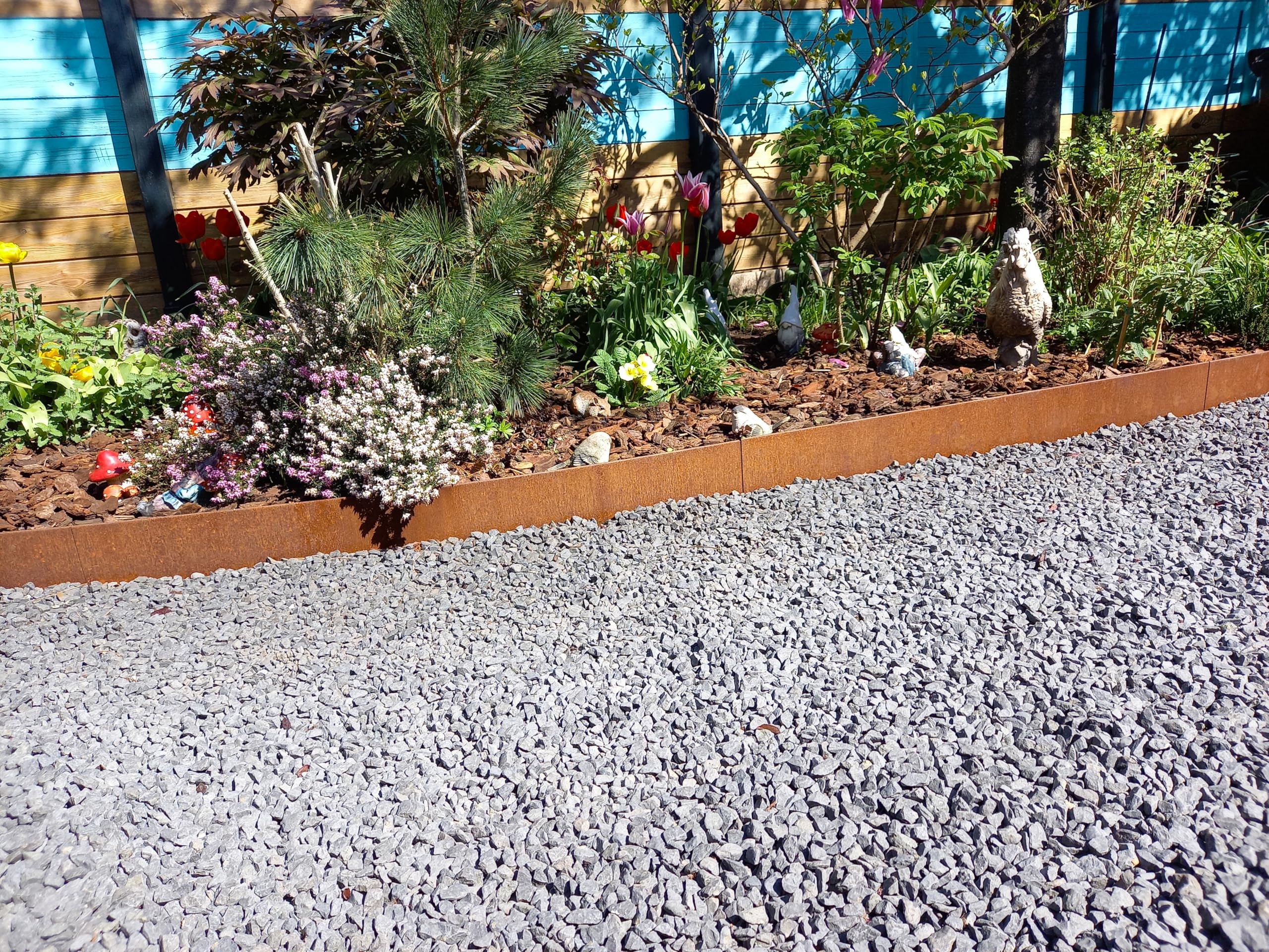 Wovar Acier corten Bordures de Jardin en Acier corten 16 x 106 cm Flexible - 20 Pièces