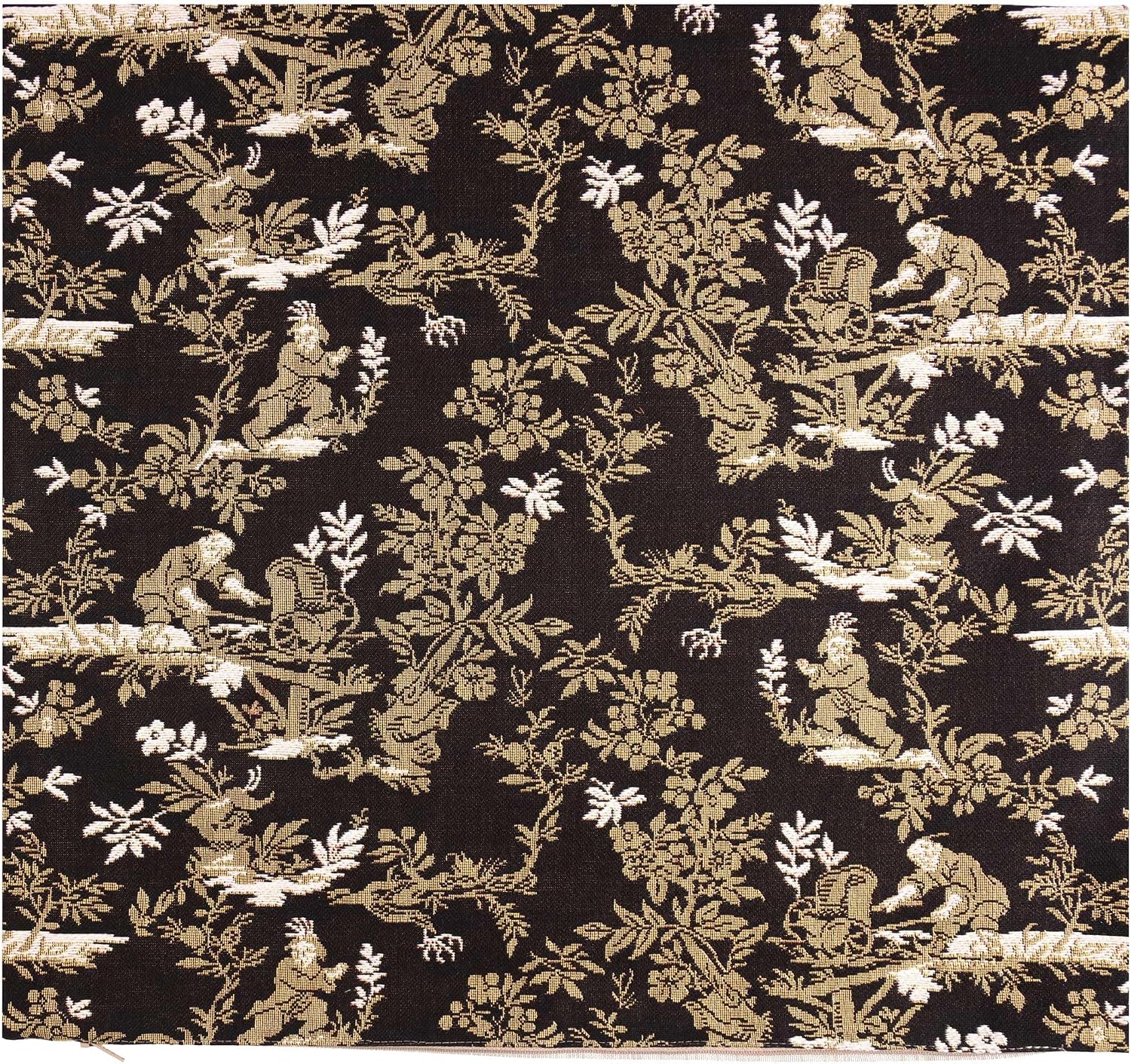 The Chinese On A Wheelbarrow Black French Tapestry Cushion - 19 in. x 19 in. Cotton by Charlotte Home Furnishings