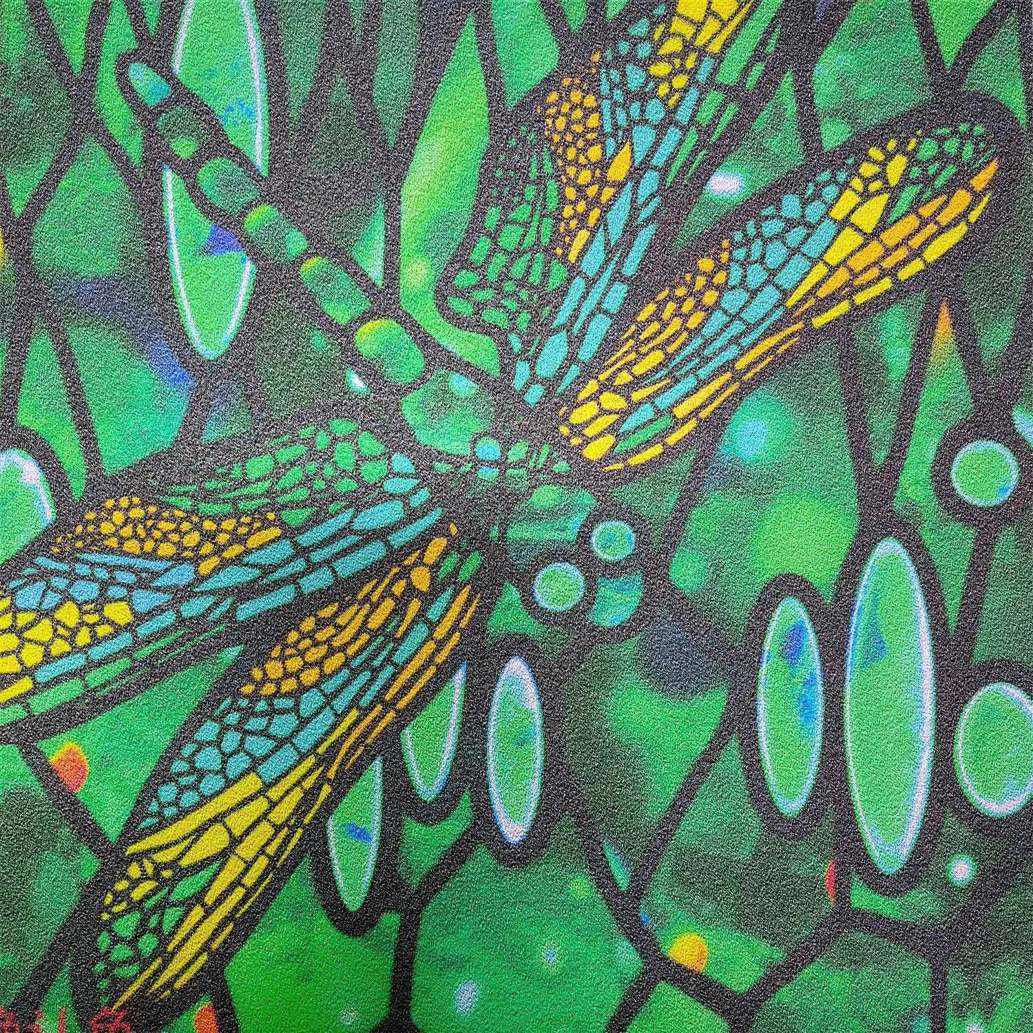 funlife Original Hand Drawn Double-Sided Privacy Dragonfly Stained Glass Window Film, Removable Frosted Texture Static Window Cling Glass Covering Window Decor, Emerald Green 17.7"X118" 17.7"X118"/45X300cm Emerald Green