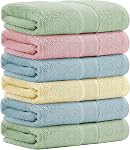 Aibaser Viscose de Bamboo et coton Serviettes de bain Ensemble de 6-27x54 1 cm Ultra Serviettes de douche grandes et très absorbantes pour salle de bain, Spa & Gymnase