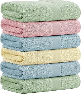 Aibaser Viscose from Bamboo and Cotton Bath Towels Set of 6-27x54 Inch Ultra Soft, Highly Absorbent Large Shower Towels for Bathroom, Spa & Gym
