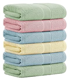 Aibaser Viscose from Bamboo and Cotton Bath Towels Set of 6-27x54 Inch Ultra Soft Highly Absorbent Large Shower