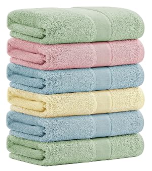 Aibaser Viscose from Bamboo and Cotton Bath Towels Set of 6-27x54 Inch Ultra Soft Highly Absorbent Large Shower