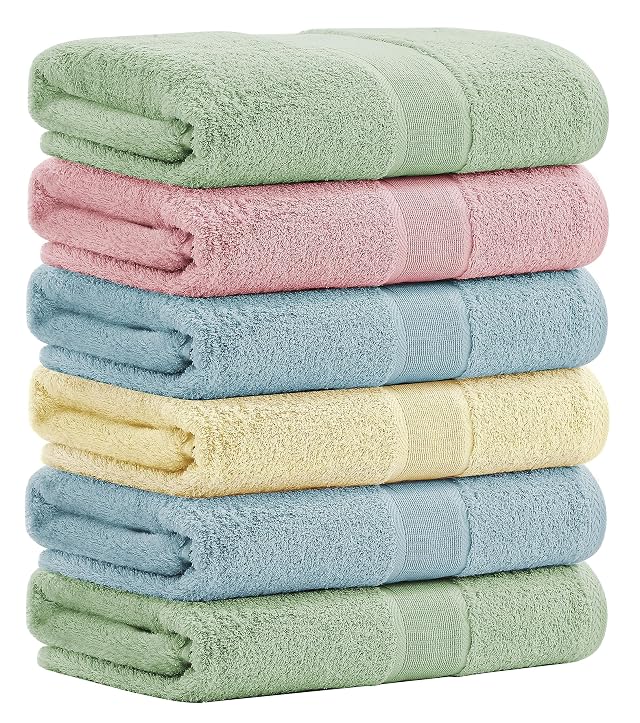 Aibaser Viscose from Bamboo and Cotton Bath Towels Set of 6-27x54 Inch Ultra Soft Highly Absorbent Large Shower