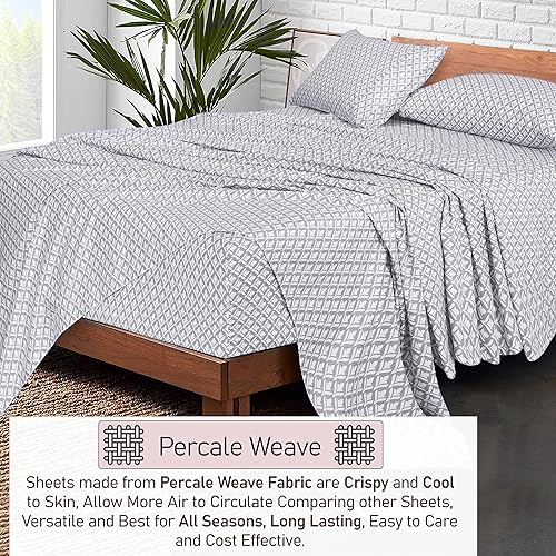 Miniatura 3 de RUVANTI Juego de sábanas de 100 % algodón tamaño matrimonial, 4 piezas, suave y transpirable, bolsillo profundo de 16 pulgadas, sensación fresca