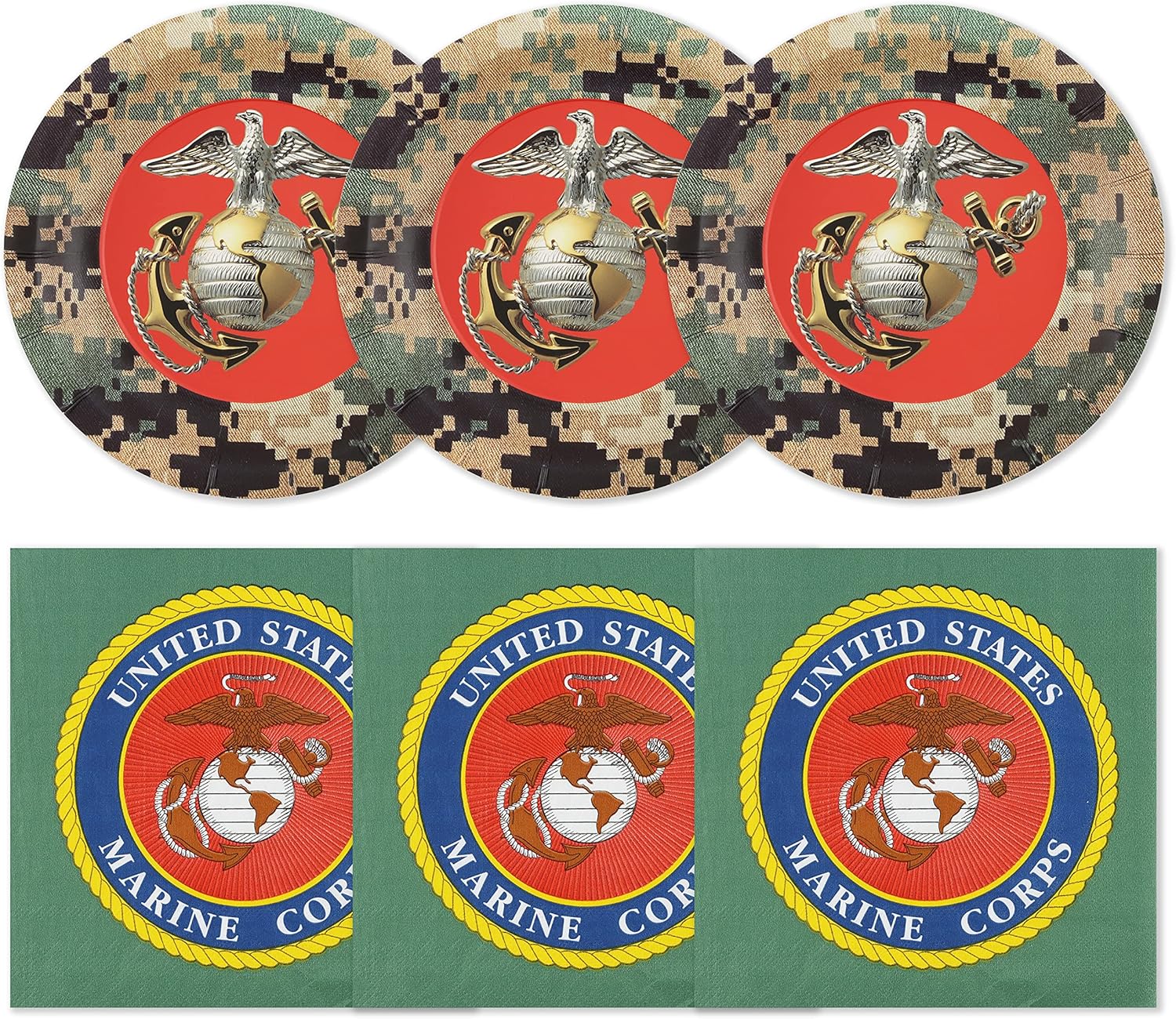 U.S. Marines Party for 16 Guests! Includes 16 ea. 7” Plates