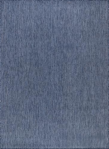 Lena Rug Alfombra lavable para interiores y exteriores, resistente a la intemperie, para porche, terraza, balcón, patio, 8 x 10 pies, color azul