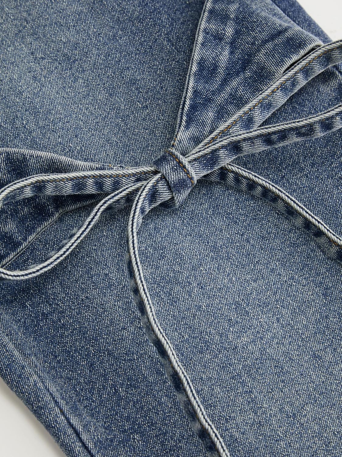 CIDER Women's Bow Wide Leg Jeans Mid Waisted Baggy Flare Jeans with Pockets Trendy Denim Pants Y2K - Image 3