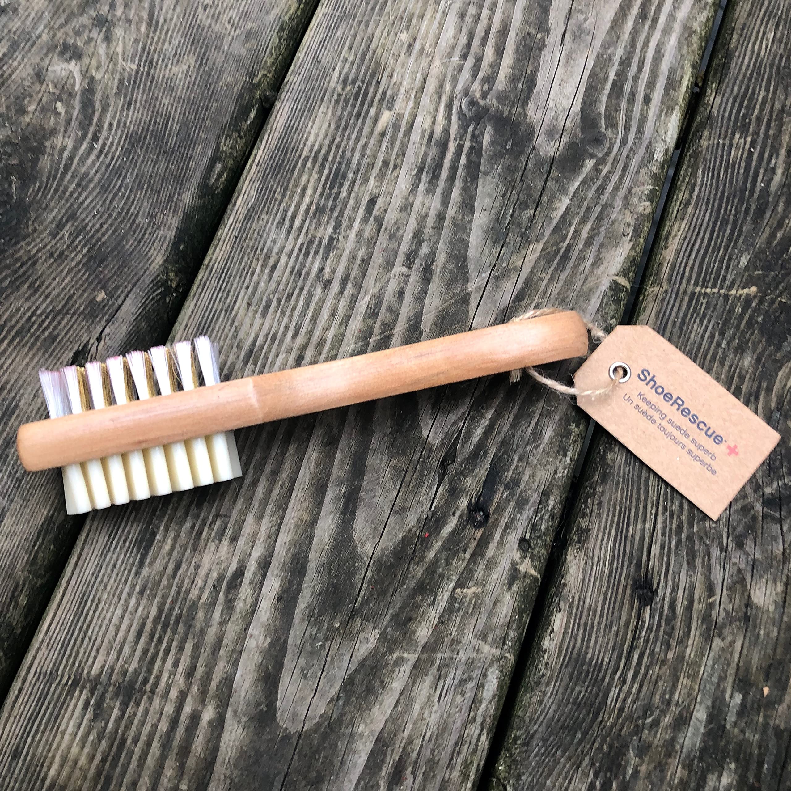 ShoeRescue - Cepillo de limpieza de ante y nobuk (mango de madera)