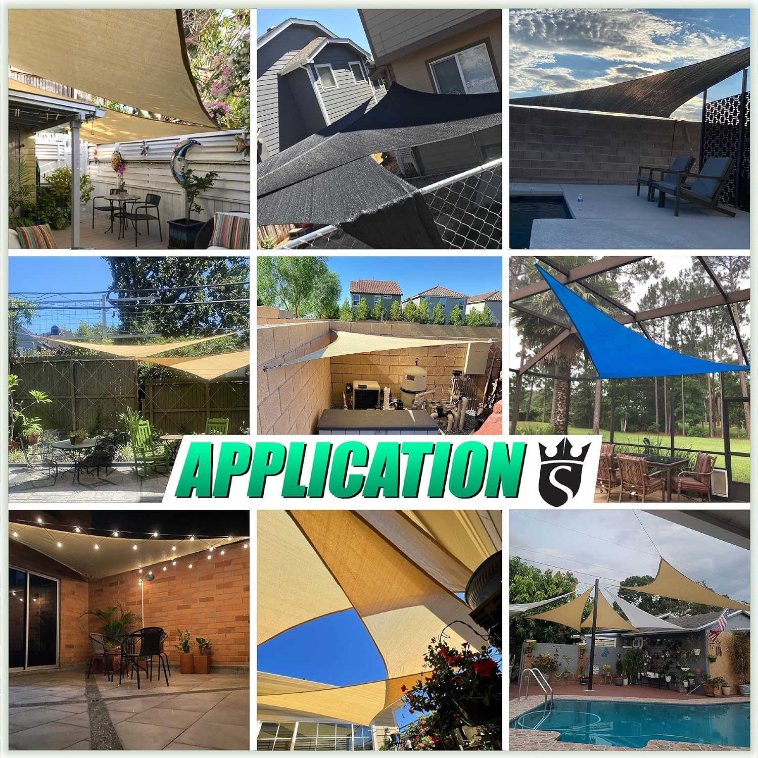 Royal Shade 32' x 32' x 32' Turquoise Sun Shade Triangle Sail Canopy Outdoor Patio Fabric Screen Awning RTAPT32-95% UV Blockage, Heavy Duty, Water & Air Permeable (We Make Custom Size)