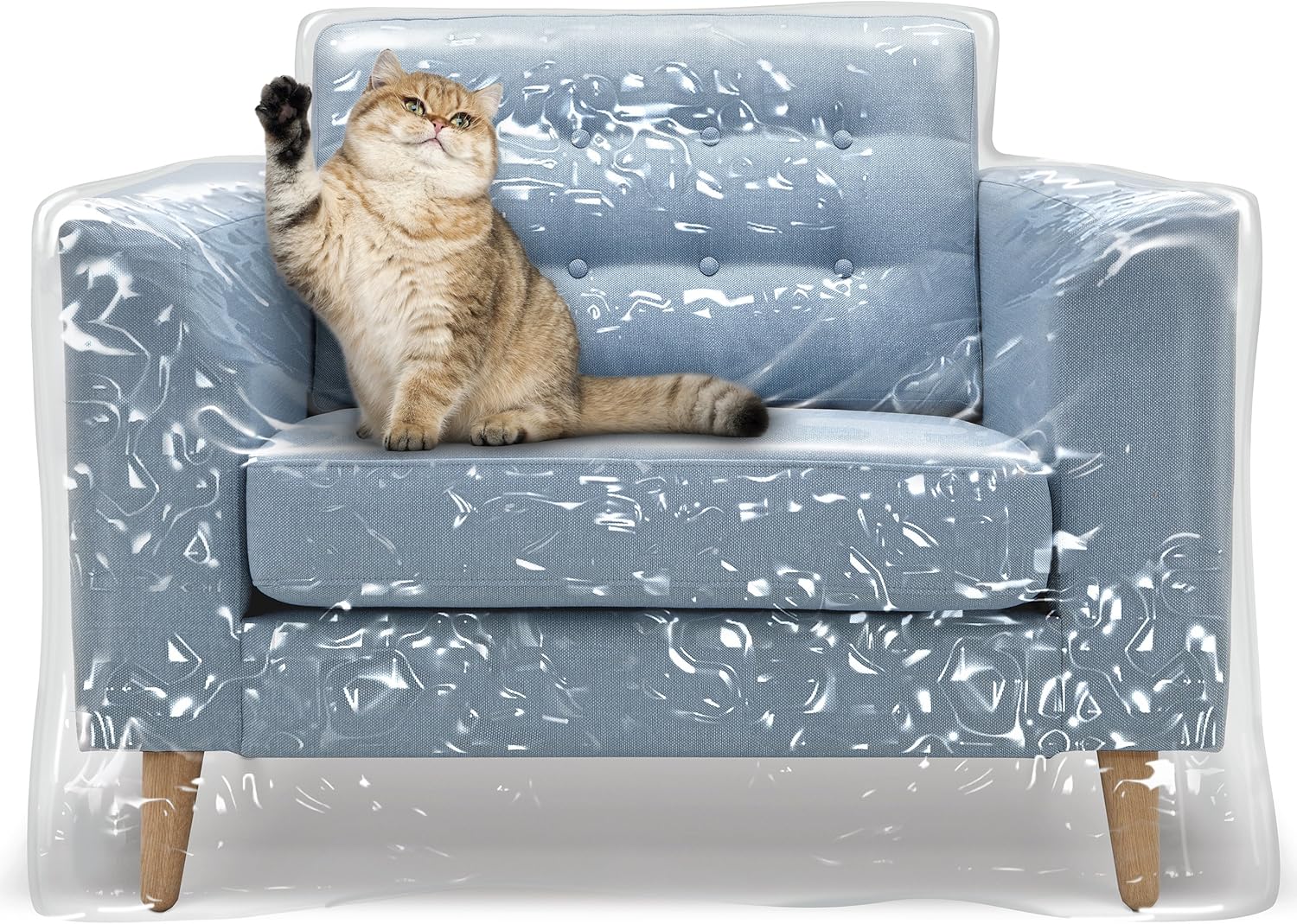 Plastic Recliner Armchair Cover For Pets | Cat Scratching Protector Clawing Deterrent | Heavy Duty Thick Clear Vinyl Chair Slipcover | Waterproof Plastic Furniture Covers For Storage And Moving