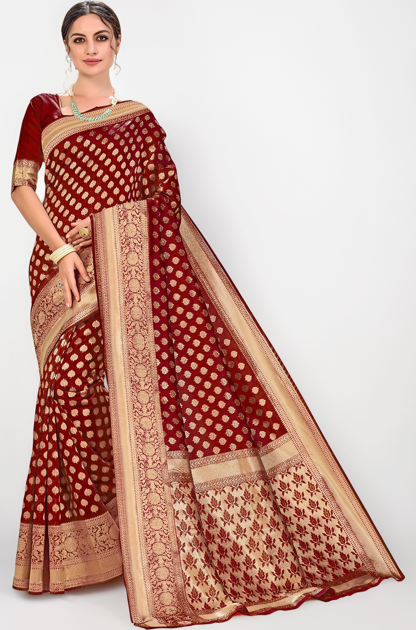 Glory Sarees Women's Woven Pure Soft Kanjivaram Silk Saree Banarasi Style With Blouse Piece for Wedding