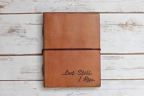 Soothi, Still I Rise, Handmade Antique Leather Journal for Travel or Diary, Unlined, Tan, 8''x6''