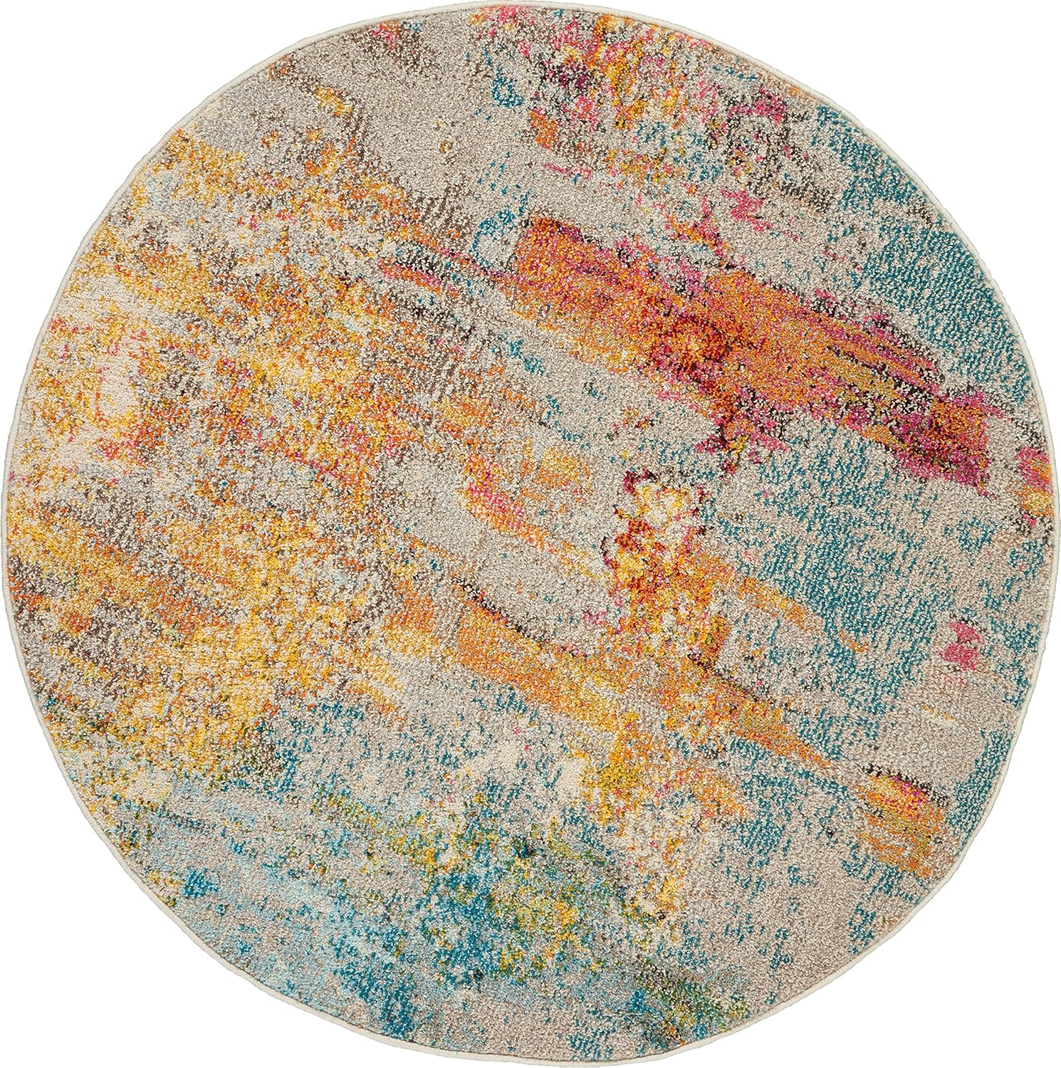 Nourison Home Celestial Sealife 4' x Round Area Rug - Easy Clean, Non Shedding, Bed Room, Living Room, Dining Room, Kitchen (4' x Round)