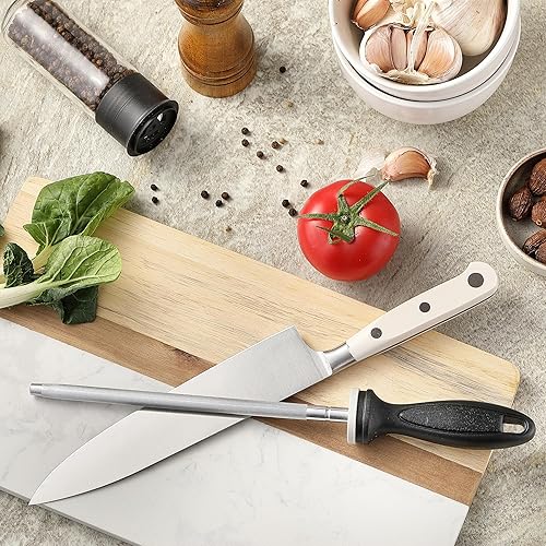 Miniatura 9 de Little Cook - Varilla afiladora de cuchillos de 12 pulgadas, varilla de afilar cuchillos con mango ergonómico de polipropileno (negro)