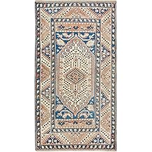 3.4x6.3 Ft Traditional Geometric Turkish Accent Rug, Vintage Handmade Carpet