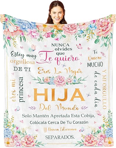 Nicetous Regalo para mi hija, regalos para hija en español, regalos para hijas, mantacobija para mi hija en español, 50 x 60 pulgadas, regalo de