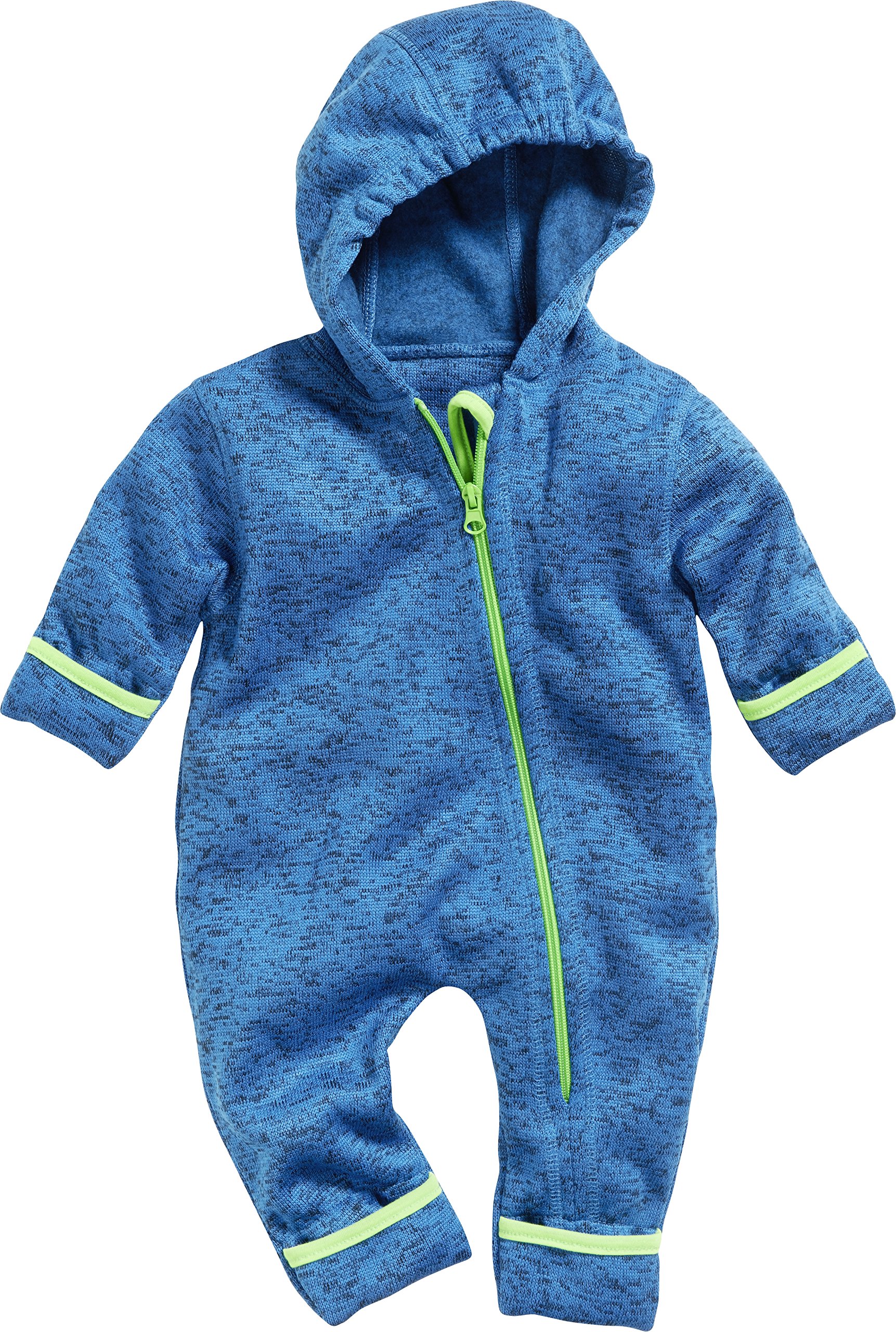 Playshoes Dziecięcy kombinezon polarowy, oddychający kombinezon unisex dla chłopców i dziewczynek, z długim zamkiem błyskawicznym i kapturem, melanżowy wzór, 7 – niebieski, 92