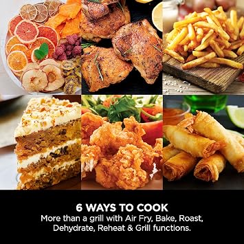 Ninja Foodi MAX Health Grill & Air Fryer 3.8L with Digital Cooking Probe, 6-in-1 Air Fry, Bake, Roast & more, Dishwasher Safe Parts, Large Grill Plate, Copper/Black AG551UKCP