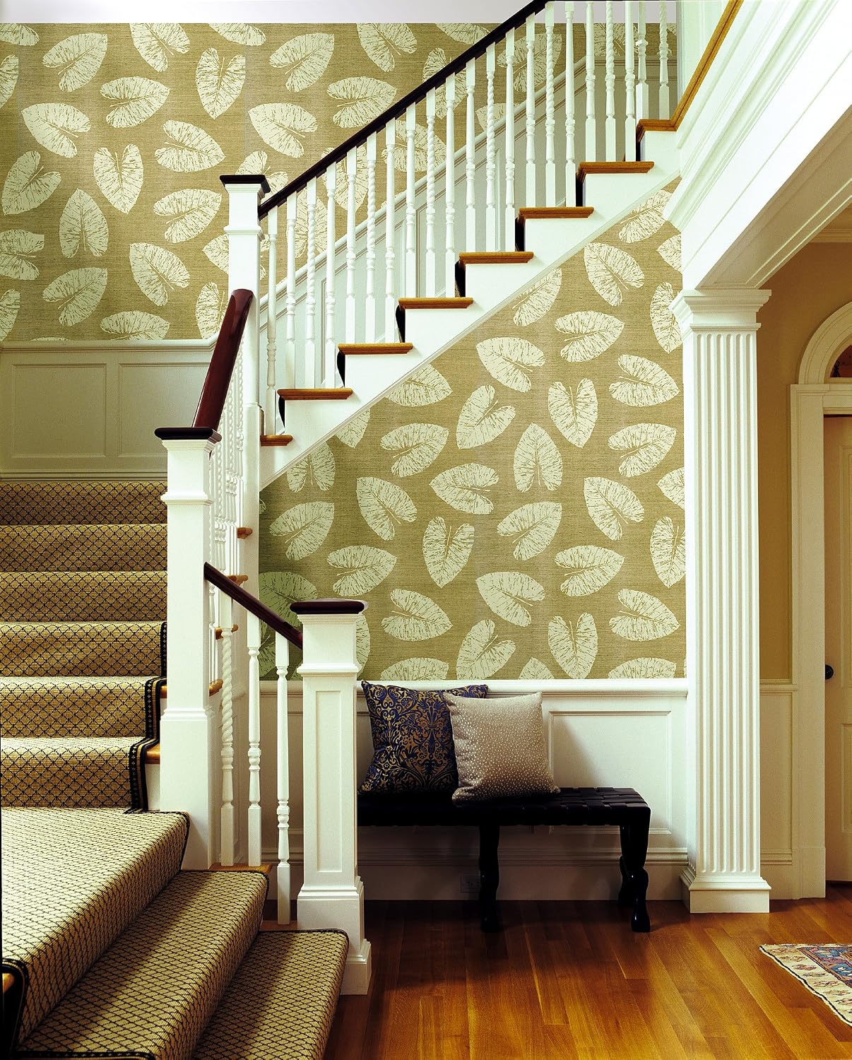 Brewster Home Fashions Kenneth James 566-44514 Echo Design Lolani Beige Banana Leaf Wallpaper