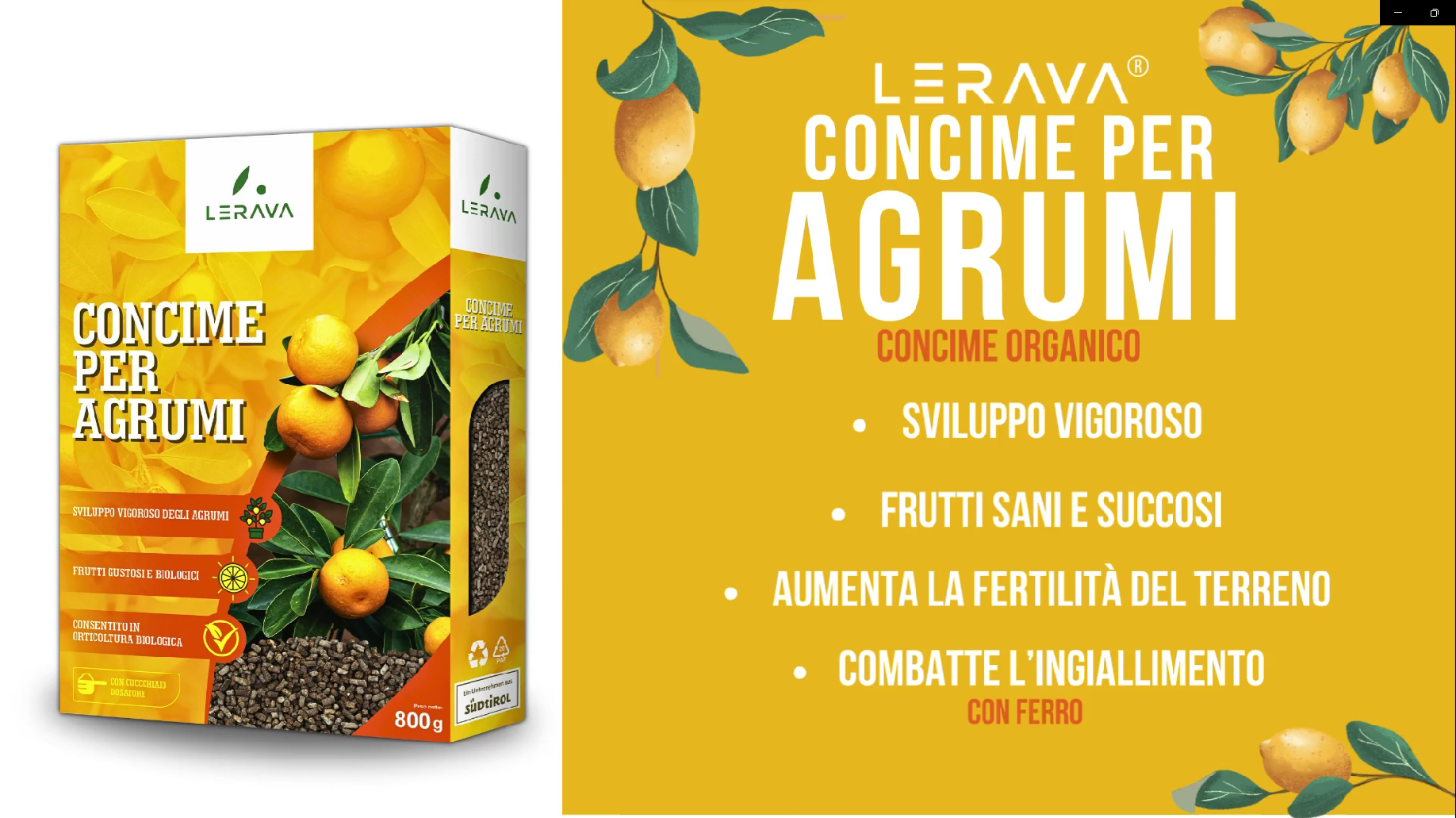 Concime Per Agrumi LERAVA - Organico 800g, Made In Italy, Con Tappo Dosatore