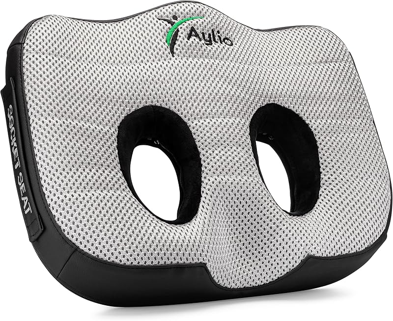 Socket Seat Cushion for Sit Bone, Ischial Tuberosity & Tailbone Pressure Relief – Ischial Bursitis, Hamstring & Piriformis Support – Firm Memory Foam Seat Cushion for Office Chair & Car