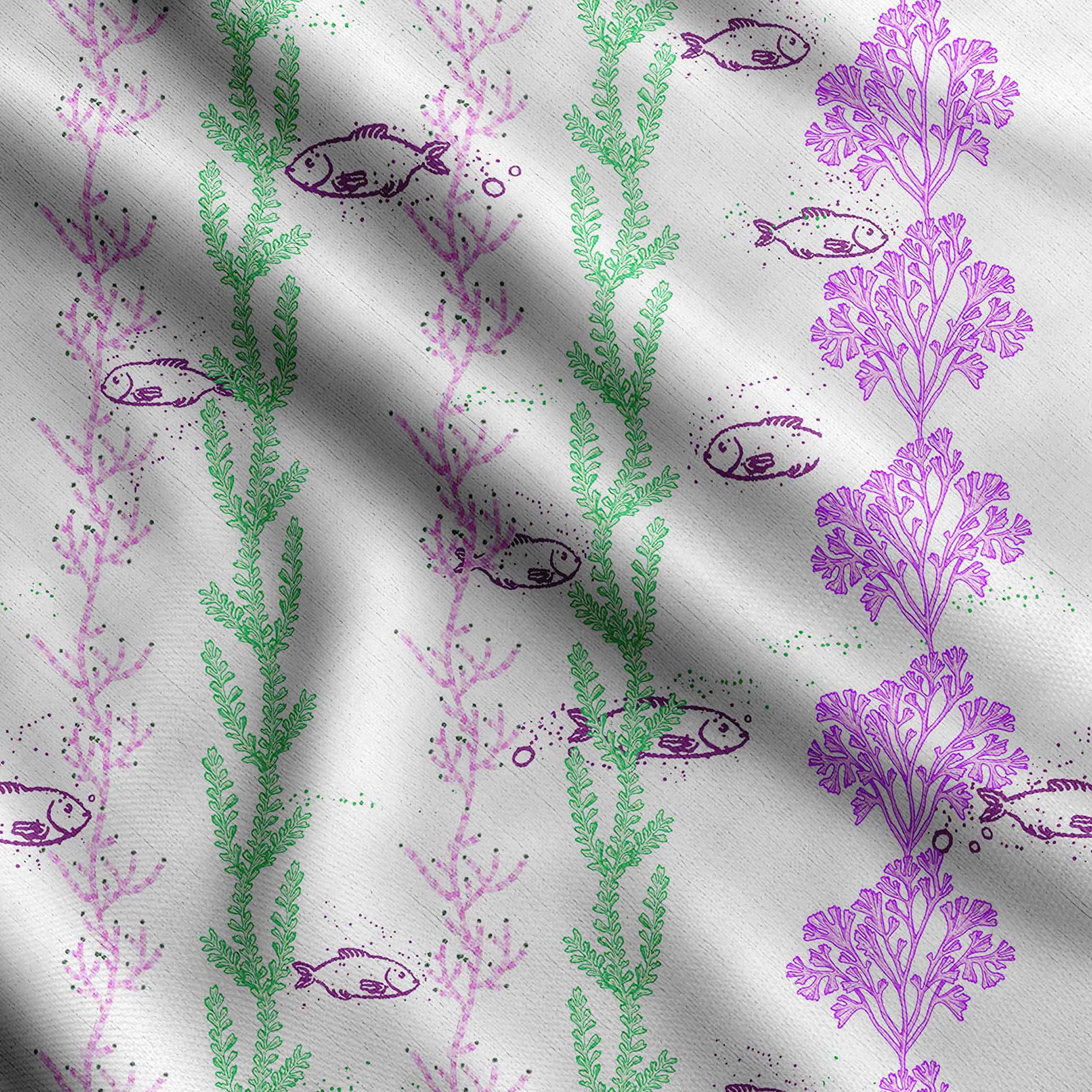 Soimoi Sea Shell Print - Gray, Canvas Fabric Material - 56 Inch Wide, 1 Metre, Unstitched Fabric for Upholstery, Bags, Workwear and Outdoor Gear.