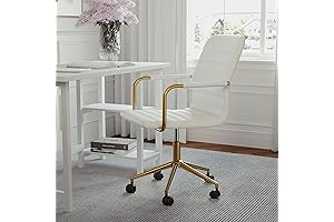 Martha Stewart Office Taytum White Swivel Office Chair