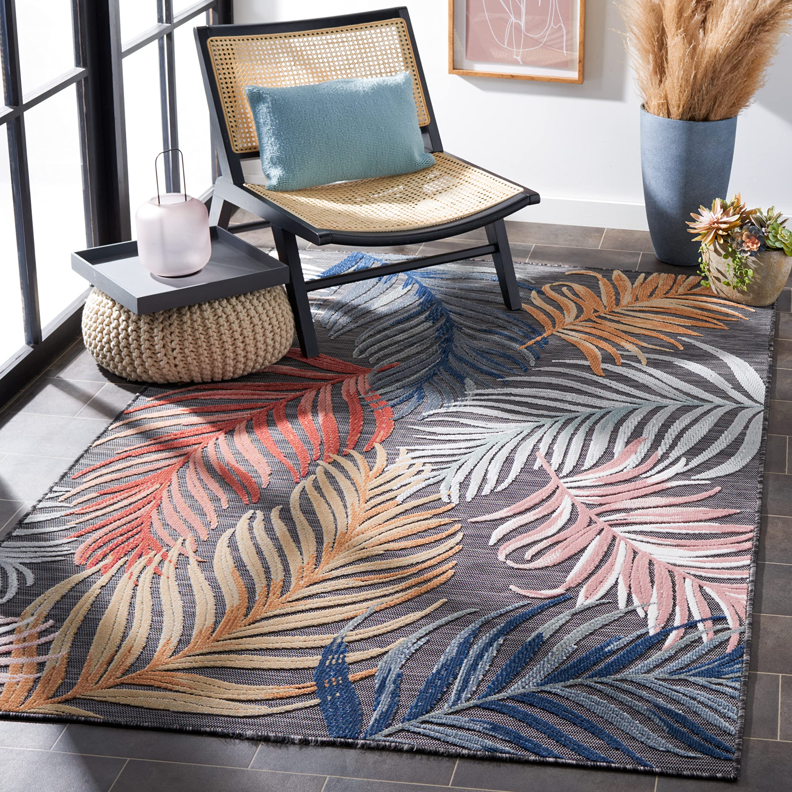 SAFAVIEH Cabana Collection Area Rug - 5'1" x 7'6", Black & Rust, Tropical Design, Non-Shedding & Easy Care, Indoor/Outdoor & Washable-Ideal for Patio, Backyard, Mudroom (CBN445H)-image-28