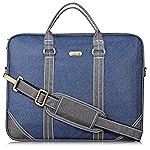 LOREM Blue & Grey Linen 10L Laptop Messenger Bag for Men & Women BG45-UFBG