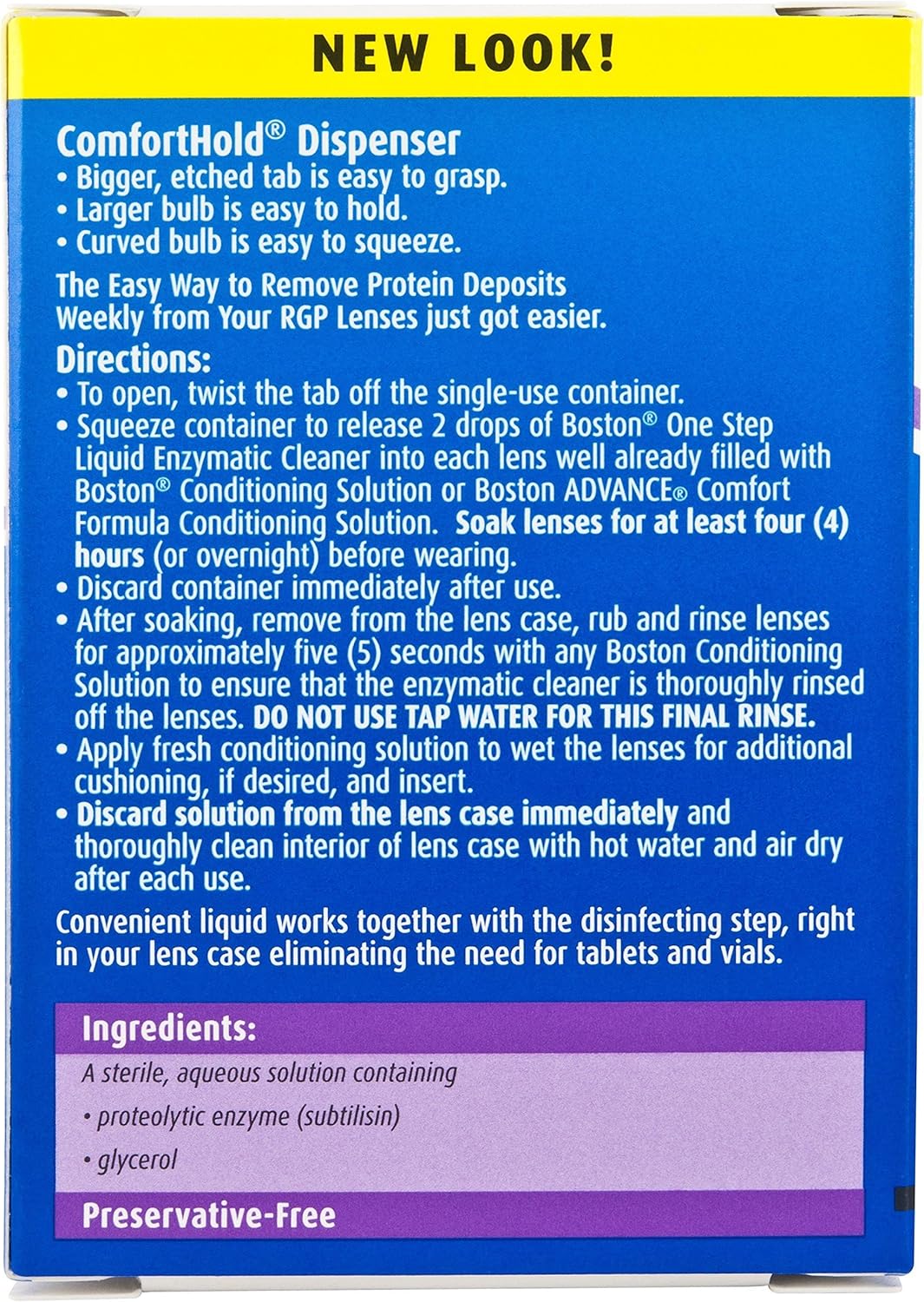 Bausch & Lomb Boston One Step Liquid Enzymatic Cleaner, Protein Remover 3.60 mL : Health & Household