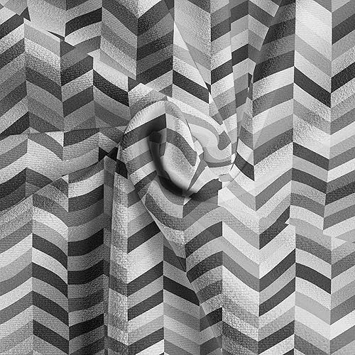 Miniatura 4 de Ambesonne Grey Chevron Faux Suede Fabric by The Yard, Herringbone Geometric Minimalist Fractal Waves Image, for Indoor Outdoor DIY Projects