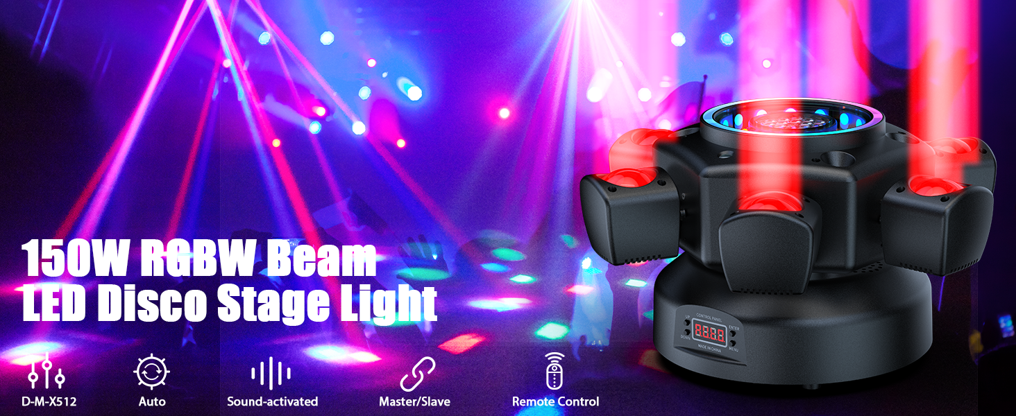 Projecteur Lyre LED 150W RGBW - 19/29CH - Effets Stroboscope Et Moving Head - Pour DJ, Club, Fêtes