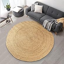 Signature Loom Handcrafted Farmhouse Jute Accent Rug (5 ft Round) - Soft & Comfortable Jute Area Rug - Natural Jute Rug to Bring a Sense of Peace & Relaxation – Jute Rugs for Living Room