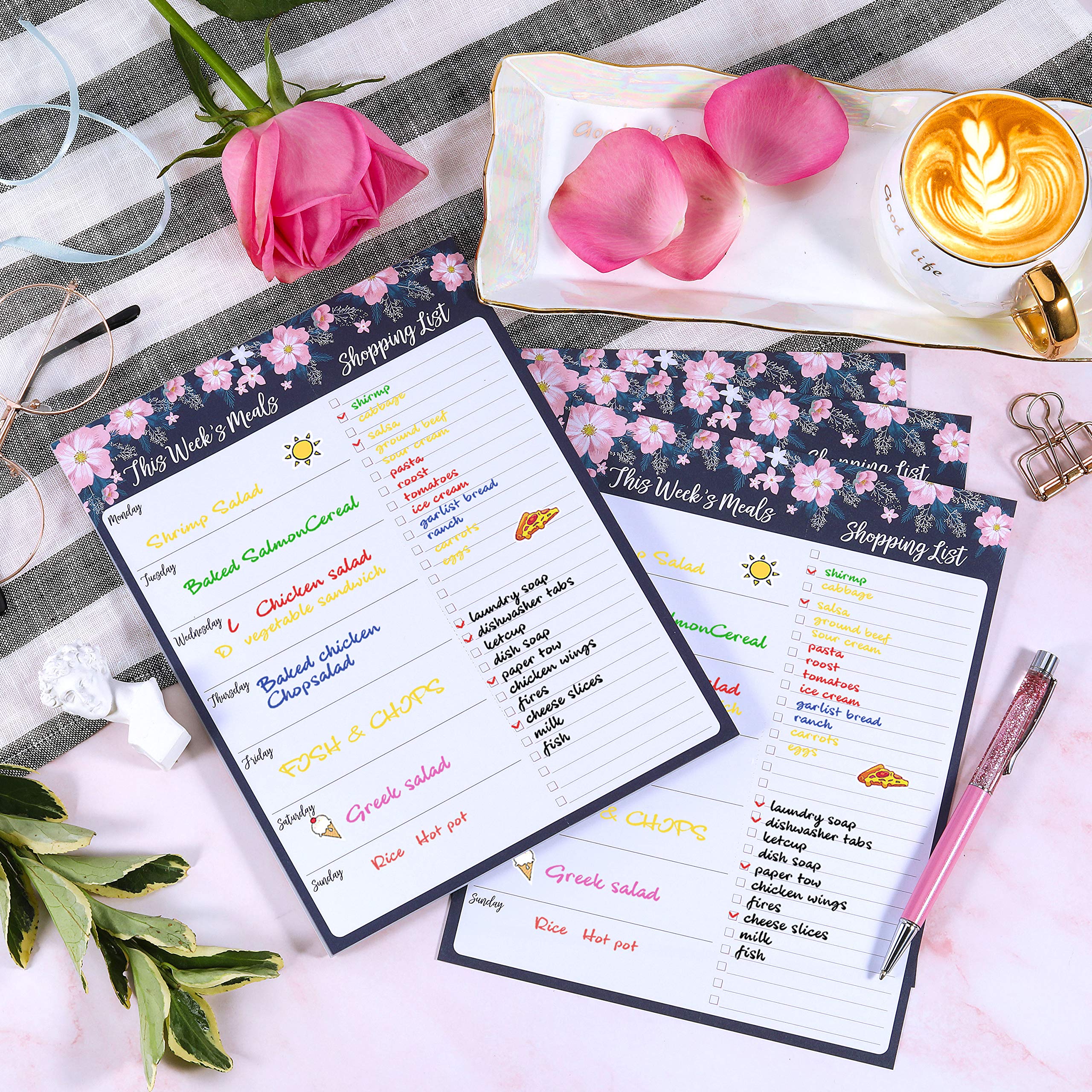 Weekly Meal Planner Notepad 7 in × 9 in, Meal Planning Pad