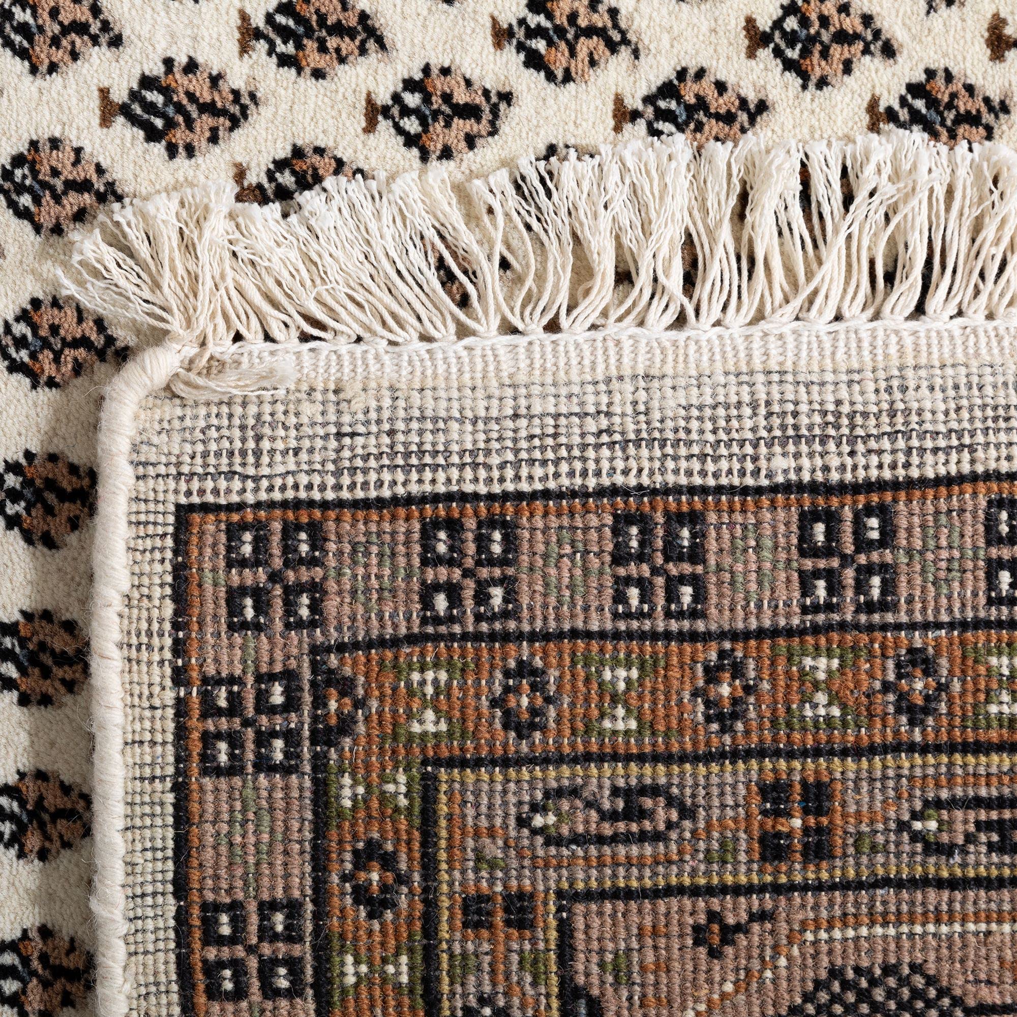 Steffensmeier Orientteppich Mir fein | Beste Schurwolle | Orientalisch | Beige, Handgeknüpft, Größe: 90x160 cm