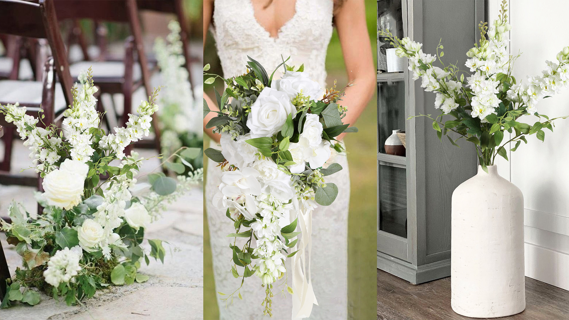 Amazon.com: ICBOX 8PCS White Artificial Delphinium Flowers with