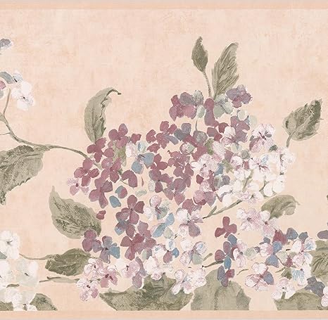Amazon ホワイトマゼンタフラワーベージュ花壁紙ボーダーレトロデザインロール15 X 9 5 トリムボーダー